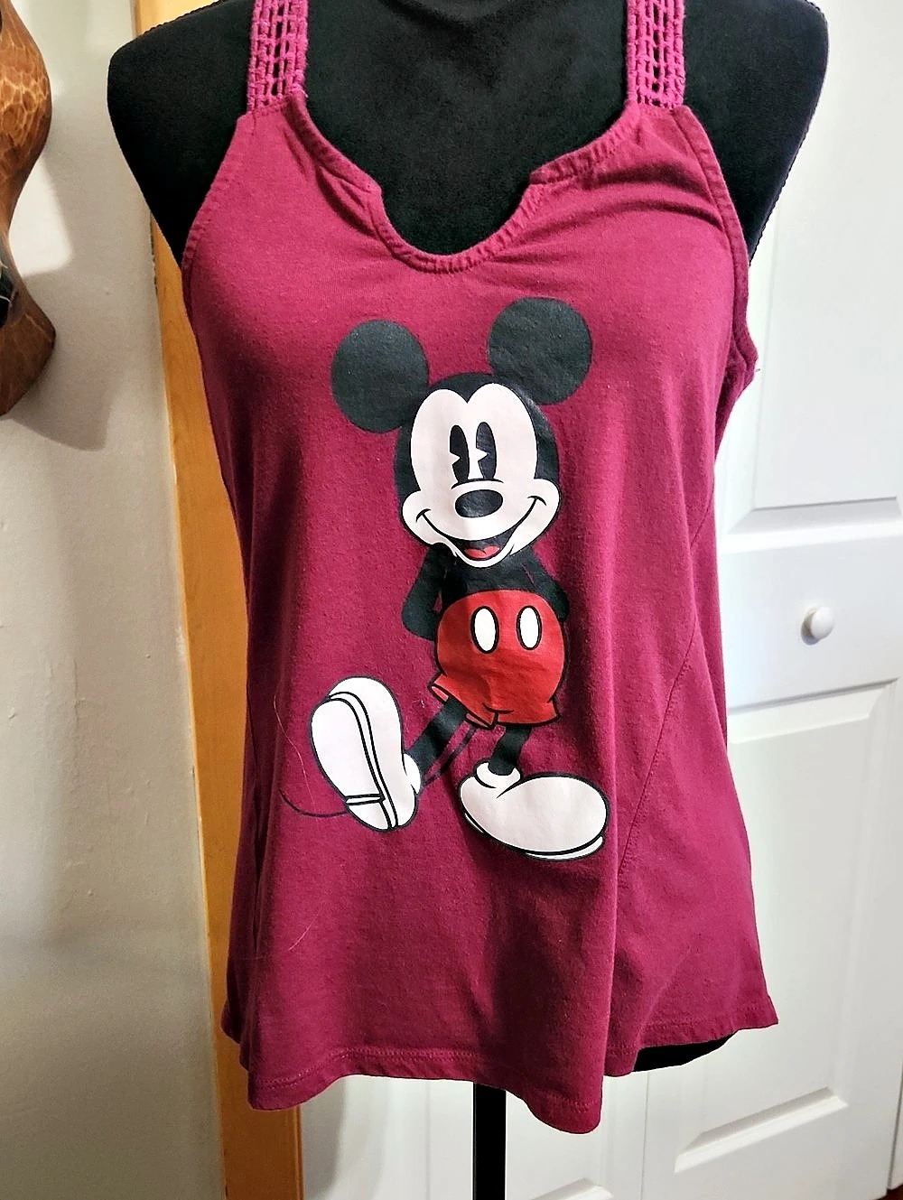 Disney Mickey Mouse Graphic Racerback Tank in Pink & Black